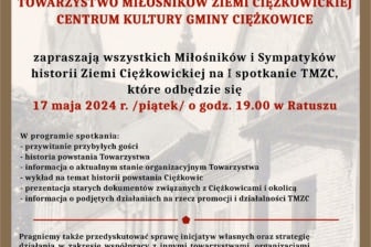 Zaproszenie na spotkanie Towarzystwa Miłośników Ziemi Ciężkowickiej